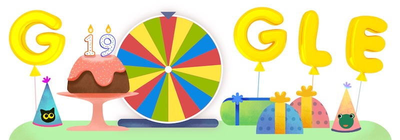 Google 創立19周年で、遊べるルーレット出現！