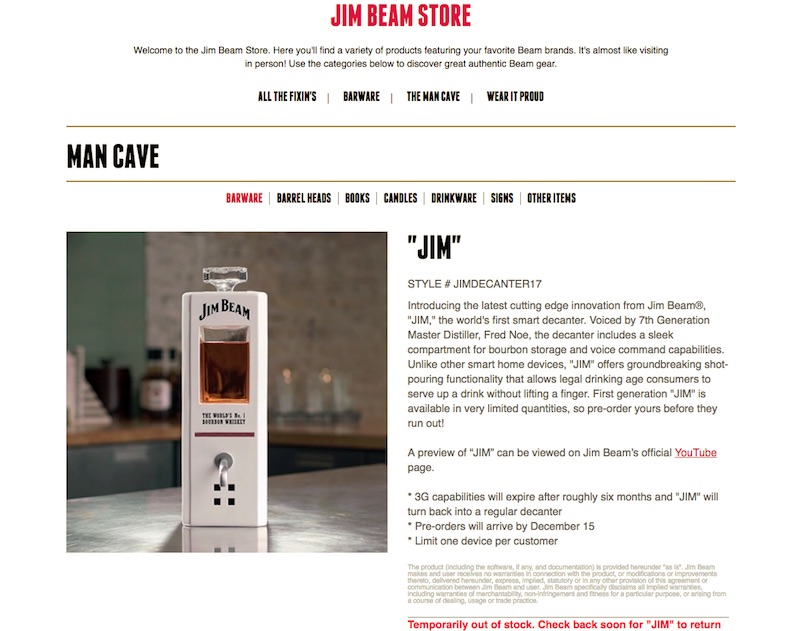 JIM, The World's First Intelligent Bourbon Decanter