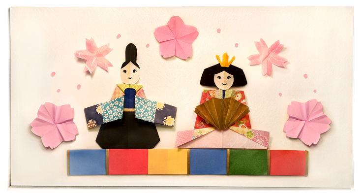 Google 3月3日は桃の節句。折り紙で折られたひな人形のロゴに！